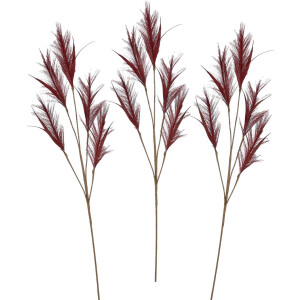 House of Seasons pluimgras losse tak - 3x - meerdere stengels - bordeaux rood - 98 cm - Decoratie