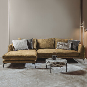 Tower Living 2,5-zits Loungebank 'Nottingham' Velvet, Links, kleur Mosterdgeel