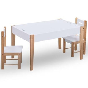 vidaXL 3-delige Kindertafel- en stoelenset zwart en wit