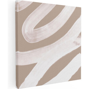 Artaza Canvas Schilderij Abstract Beige - 40x40 cm - Klein - Muurdecoratie Woonkamer - Wanddecoratie Boho - Kamer Accessoires