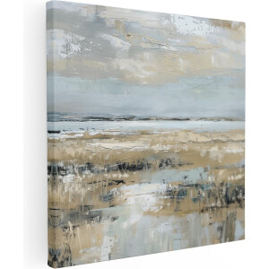 Artaza Canvas Schilderij Abstract Landschap - 80x80 cm - Groot - Wanddecoratie Woonkamer - Schilderijen - Muurdecoratie