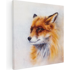 Artaza Canvas Schilderij Vos op Aquarel Getekend - Abstract - 50x50 - Foto Op Canvas - Canvas Print
