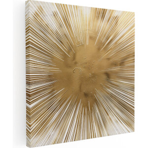 Artaza Canvas Schilderij Gouden Zonnestraal op een Witte Achtergrond - 90x90 cm - Groot - Wanddecoratie Woonkamer - Schilderijen - Muurdecoratie