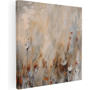 Artaza Canvas Schilderij Abstract Bloemen in een Veld - Bloemen - 90x90 cm - Groot - Wanddecoratie Woonkamer - Schilderijen - Muurdecoratie