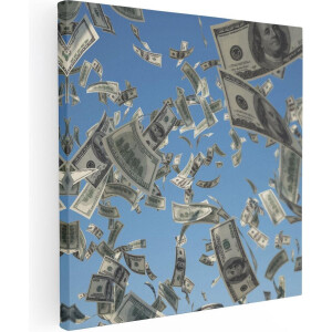 Artaza Canvas Schilderij Dollar Biljetten - 30x30 cm - Klein - Wanddecoratie Money - Muurdecoratie Woonkamer - Kamer Accessoires