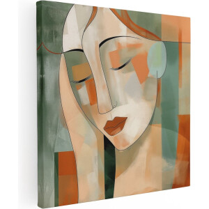 Artaza Canvas Schilderij Abstract Gezicht van een Vrouw - 40x40 cm - Klein - Wanddecoratie Woonkamer - Schilderijen - Muurdecoratie