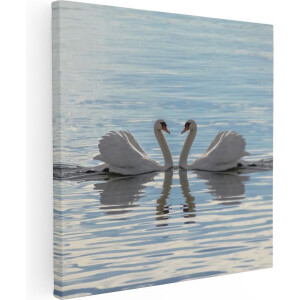 Artaza Canvas Schilderij Zwanen Koppel op het Water - 50x50 - Foto Op Canvas - Canvas Print