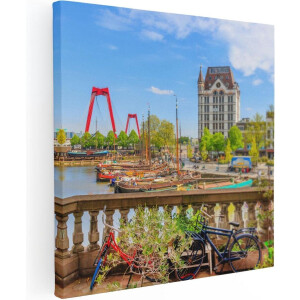 Artaza Canvas Schilderij Kleurrijke Oude Haven In Rotterdam - 60x60 - Foto Op Canvas - Canvas Print