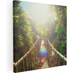 Artaza Canvas Schilderij Jungle - 60x60 cm - Wanddecoratie Bali - Muurdecoratie Palmboom - Schilderijen Op Canvas Natuur