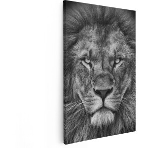 Artaza Canvas Schilderij Leeuw - Leeuwenkop - Zwart Wit - 40x60 - Poster Foto op Canvas - Canvas Print