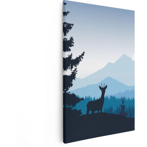 Artaza Canvas Schilderij Hert In Het Bos - Silhouet  - 20x30 - Klein - Foto Op Canvas - Canvas Print