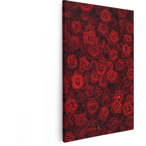 Artaza Canvas Schilderij Rode Rozen - 80x120 cm - Groot - Wanddecoratie Bloemen - Muurdecoratie Bloemen Woonkamer - Schilderijen Op Canvas