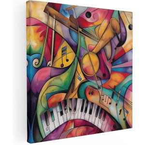 Artaza Canvas Schilderij Muziekinstrumenten - Muziek - 60x60 cm - Wanddecoratie Woonkamer - Schilderijen - Muurdecoratie