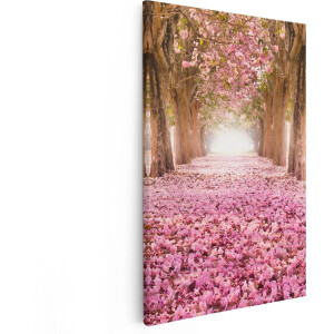 Artaza Canvas Schilderij Romantische Bomen Tunnel Met Roze Anjers - 80x120 - Groot - Foto Op Canvas - Canvas Print