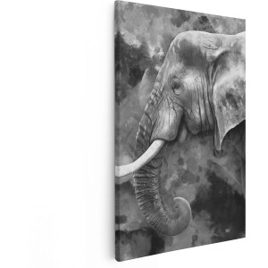 Artaza Canvas Schilderij Olifant - Abstract - Zwart Wit - 60x90 - Foto Op Canvas - Canvas Print