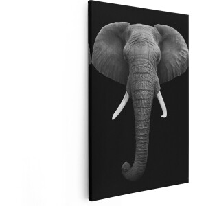 Artaza Canvas Schilderij Olifant - 40x60 cm - Wanddecoratie Dieren - Muurdecoratie Zwart Wit - Schilderijen Op Canvas