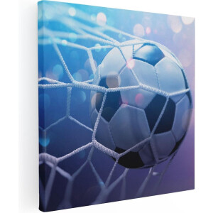 Artaza Canvas Schilderij Voetbal Bal Door Het Goal Heen - 60x60 - Foto Op Canvas - Canvas Print