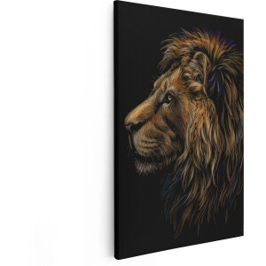 Artaza Canvas Schilderij Getekende Leeuw - Leeuwenkop - Kleur - 20x30 - Klein - Foto Op Canvas - Canvas Print