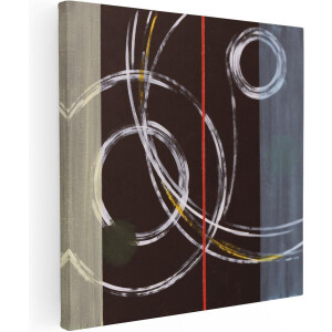 Artaza Canvas Schilderij Abstracte Cirkels met een Rode Lijn - 70x70 - Foto Op Canvas - Canvas Print
