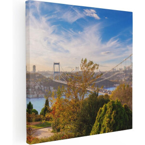 Artaza Canvas Schilderij Bosphorus Brug In Instanbul - 90x90 - Groot - Foto Op Canvas - Canvas Print