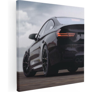 Artaza Canvas Schilderij Zwarte Sportwagen Auto Van Achter - 80x80 - Groot - Foto Op Canvas - Canvas Print