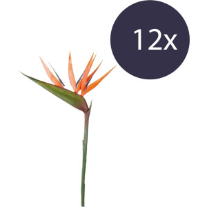 Emerald - Kunstbloem Paradijsvogelbloem 90cm oranje - Set van 12 - Kunstplant voor binnen