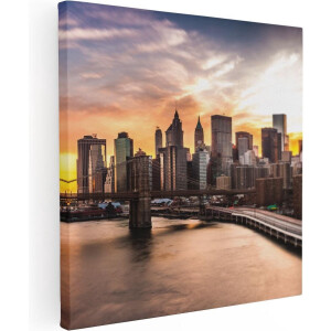 Artaza Canvas Schilderij Brooklyn Bridge Brug In New York - 40x40 - Klein - Foto Op Canvas - Canvas Print