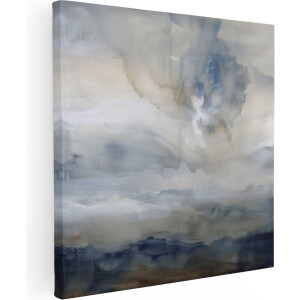 Artaza Canvas Schilderij Abstracte Blauwe en Witte Wolken - 70x70 cm - Wanddecoratie Woonkamer - Schilderijen - Muurdecoratie
