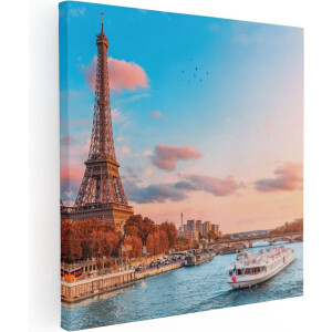 Artaza Canvas Schilderij Eiffeltoren In Parijs Aan Het Water - 40x40 - Klein - Foto Op Canvas - Canvas Print