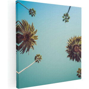 Artaza Canvas Schilderij Palmboom - 80x80 cm - Wanddecoratie Strand - Muurdecoratie Zee - Schilderijen Op Canvas Vintage