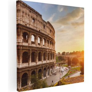 Artaza Canvas Schilderij Colosseum bij Zonsondergang in Italïe - 50x50 - Foto Op Canvas - Canvas Print
