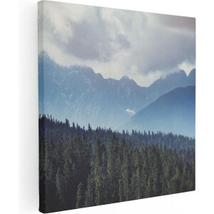 Artaza Canvas Schilderij Bos - 40x40 cm - Klein - Wanddecoratie Bergen - Muurdecoratie Landschap - Schilderijen Op Canvas