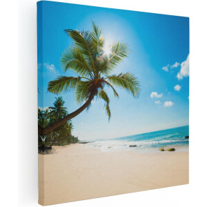 Artaza Canvas Schilderij Strand - 50x50 cm - Wanddecoratie Zee - Muurdecoratie Palmboom - Schilderijen Op Canvas Tropisch