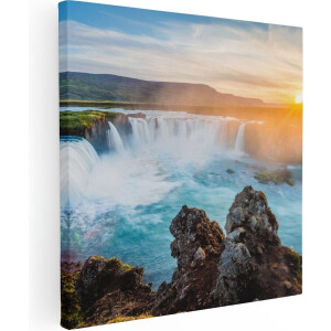 Artaza Canvas Schilderij Watervallen Bij Zonsondergang - 70x70 - Foto Op Canvas - Canvas Print