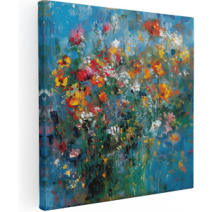 Artaza Canvas Schilderij Bloemen - 70x70 cm - Wanddecoratie Bloemenschilderij - Muurdecoratie Woonkamer - Kamer Accessoires Kleurrijk