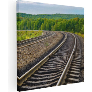 Artaza Canvas Schilderij Treinspoor - 40x40 cm - Klein - Wanddecoratie Bos - Muurdecoratie Landschap - Kamer Accessoires Natuur
