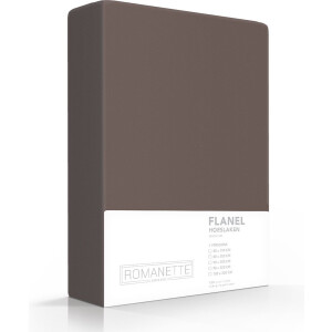 Romanette luxe flanellen hoeslaken - taupe - lits-jumeaux (180x200 cm)