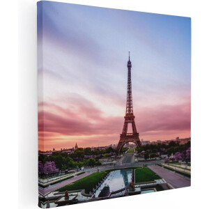 Artaza Canvas Schilderij Eiffeltoren In Parijs Met Kleurrijke Hemel - 60x60 - Foto Op Canvas - Canvas Print