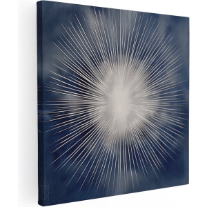 Artaza Canvas Schilderij Witte Zonnestraal op een Blauwe Achtergrond - 80x80 cm - Groot - Wanddecoratie Woonkamer - Schilderijen - Muurdecoratie