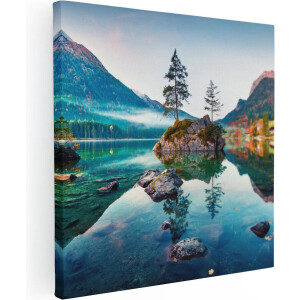 Artaza Canvas Schilderij Bergmeer - 60x60 cm - Wanddecoratie Natuur - Muurdecoratie Landschap - Schilderijen Op Canvas Bos
