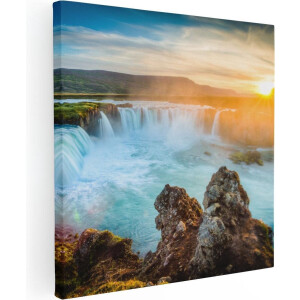 Artaza Canvas Schilderij Watervallen Bij Zonsondergang - 60x60 - Foto Op Canvas - Canvas Print