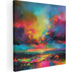 Artaza Canvas Schilderij Abstract - 80x80 cm - Wanddecoratie Woonkamer - Muurdecoratie Kleurrijk - Schilderijen Op Canvas