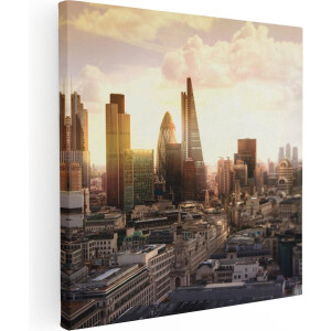 Artaza Canvas Schilderij Londen bij Zonsondergang in een Moderne Wijk - 90x90 - Groot - Foto Op Canvas - Canvas Print