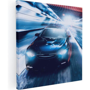 Artaza Canvas Schilderij Zwarte Sportwagen Auto - Abstract - 60x60 - Foto Op Canvas - Canvas Print