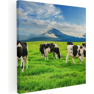 Artaza Canvas Schilderij Koeien In De Wei - 90x90 - Groot - Foto Op Canvas - Canvas Print