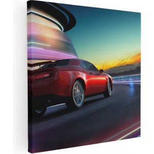Artaza Canvas Schilderij Auto - 70x70 cm - Wanddecoratie Sportauto - Muurdecoratie Mancave - Schilderijen Op Canvas