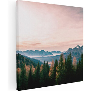 Artaza Canvas Schilderij Bos Met Bomen Bij Bergen Landschap - 60x60 - Foto Op Canvas - Canvas Print