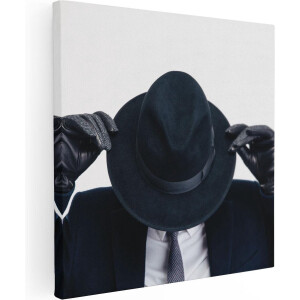 Artaza Canvas Schilderij Zakenman Met Een Zwart Hoedje - 50x50 - Foto Op Canvas - Canvas Print