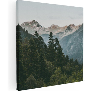 Artaza Canvas Schilderij Bos Met Bomen In De Bergen - 60x60 - Foto Op Canvas - Canvas Print