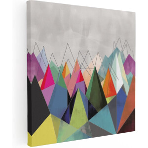 Artaza Canvas Schilderij Abstract - 60x60 cm - Wanddecoratie Geometrisch - Muurdecoratie Bergen - Decoratie Kleurrijk